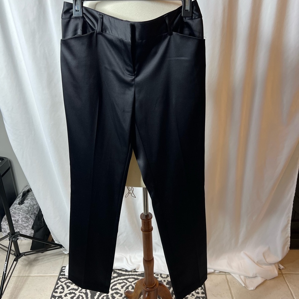 APT. 9 Black Satin Trousers | Size 4 | Stretch Work Pants